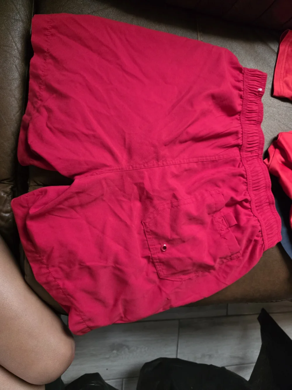 Women’s Red Elastic-Waist Drawstring Shorts
